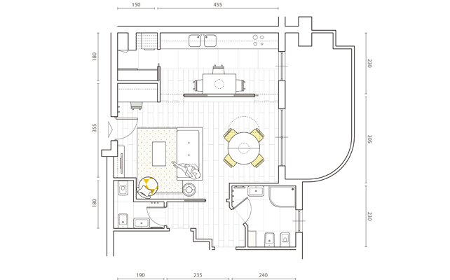 Il progetto per un soggiorno open la cucina nascosta e lo for Progettare un soggiorno