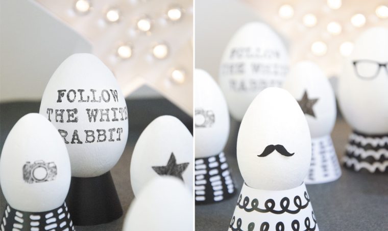 Pasqua décor: uova decorate in bianco e nero