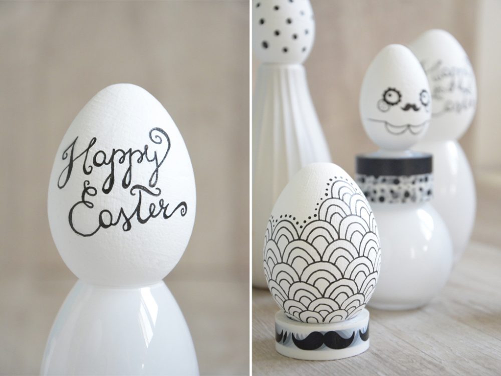 Decorare le uova di Pasqua: grafismi in bianco e nero