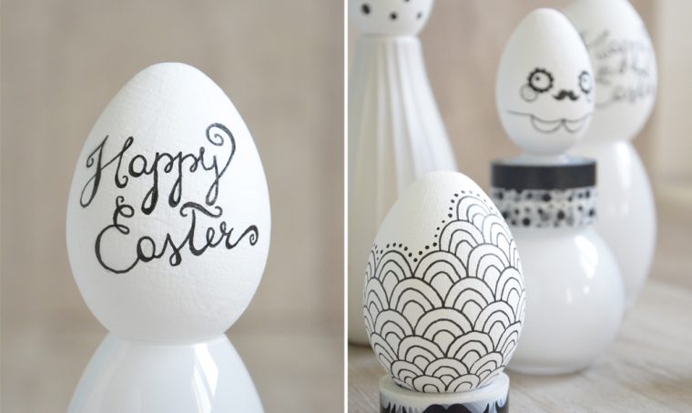 Decorare le uova di Pasqua: grafismi in bianco e nero