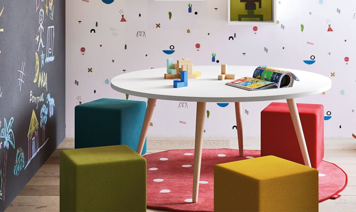 scrivania per bambini in legno camera da letto Set di tavolo e sedia per bambini rosa e menta stile nordico Rosa KYWAI tavolo piccolo 