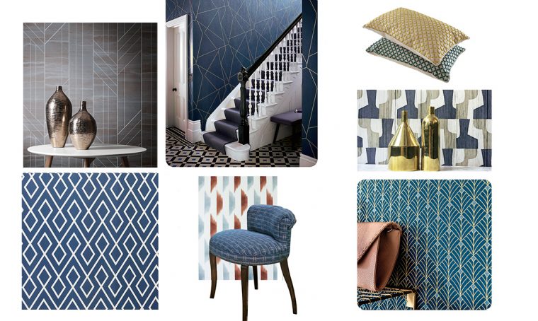 Trend 2019: geometrie vintage su tessuti e wallpaper