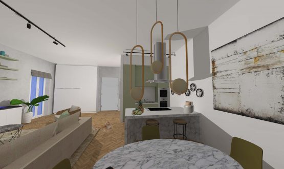 Il soggiorno di Valeria: colori pastello ma “sugar free”