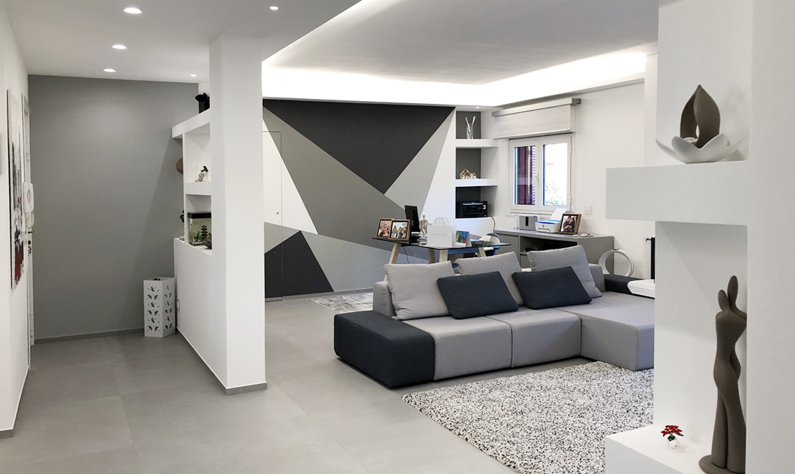 soggiorno moderno grigio