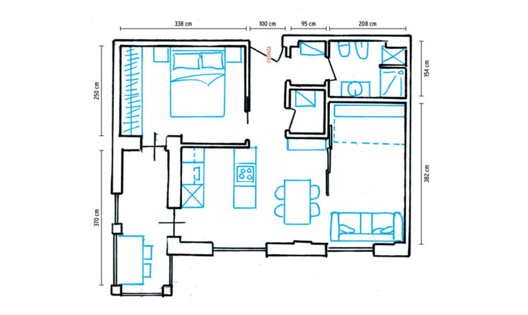 40 mq: come ricavare una stanza in più con pareti scorrevoli