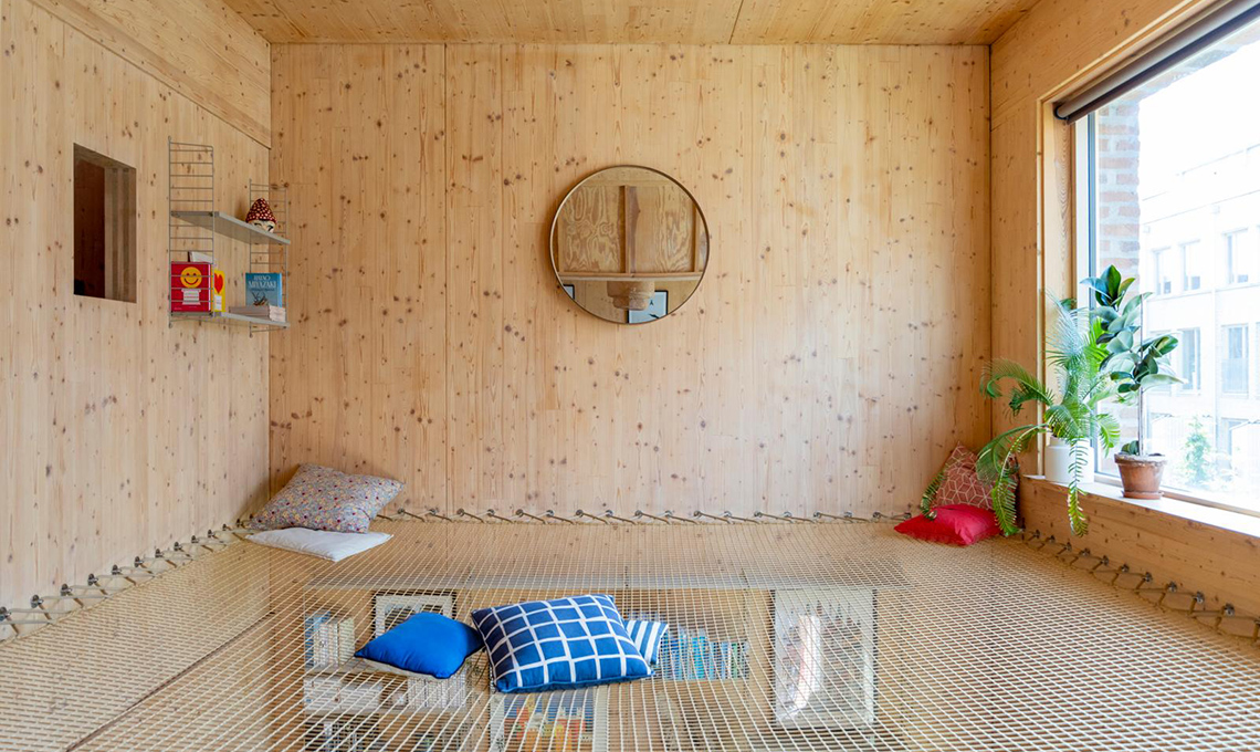 Pareti in legno naturale soppalco